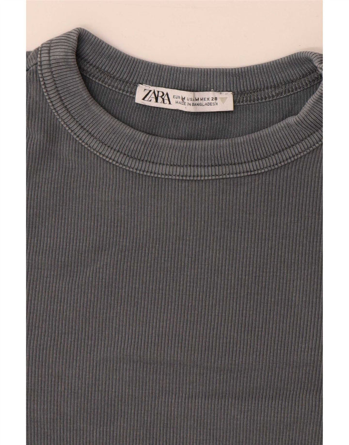 Zara Damen Top Langarm UK 12 Mittelgrau