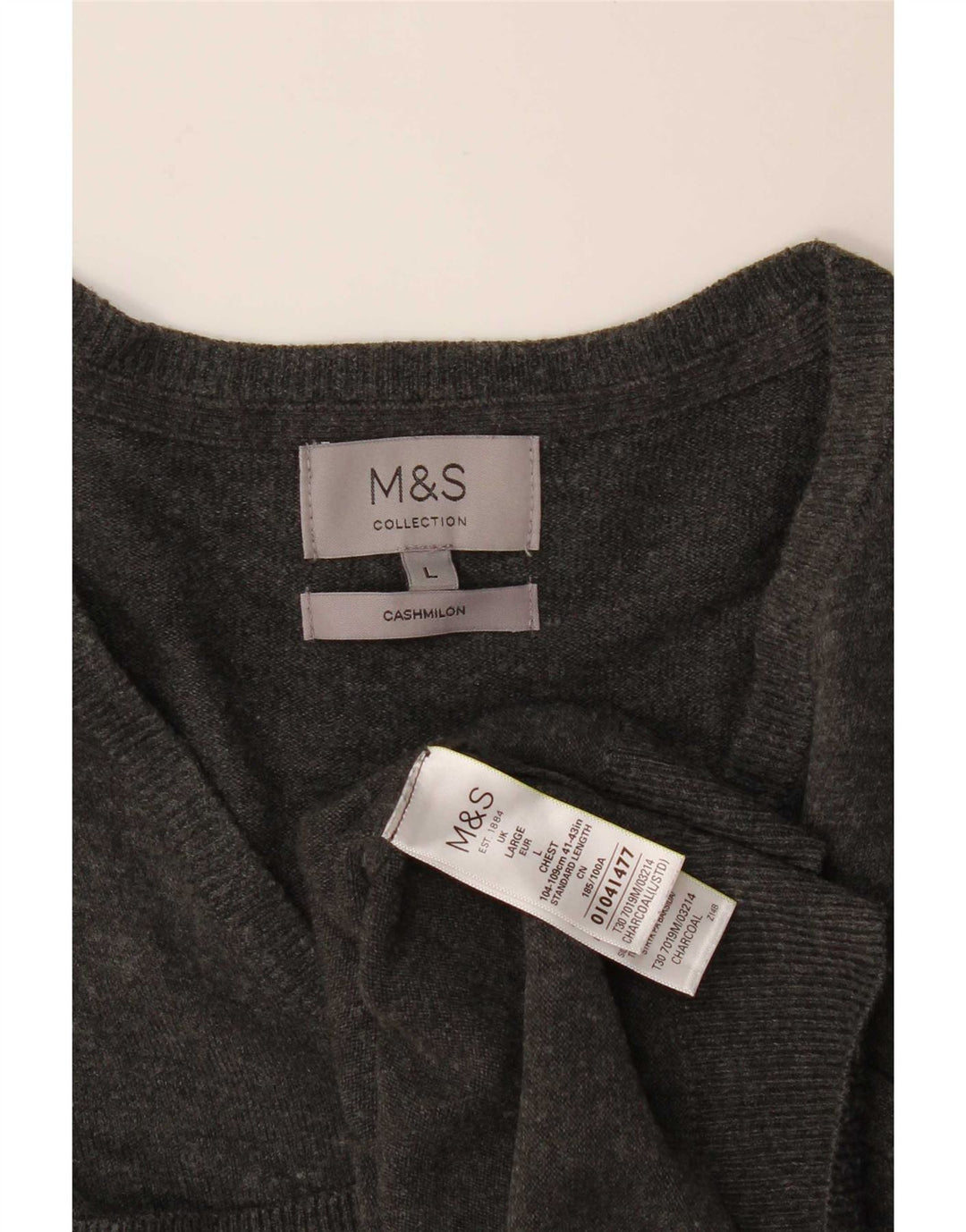 Marks & Spencer Herren-Pullover mit V-Ausschnitt, groß, Acryl, Grau