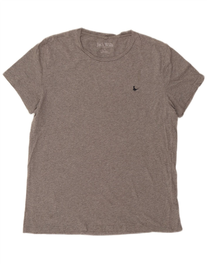 Jack Wills Herren-T-Shirt-Oberteil, groß, grau gesprenkelte Baumwolle