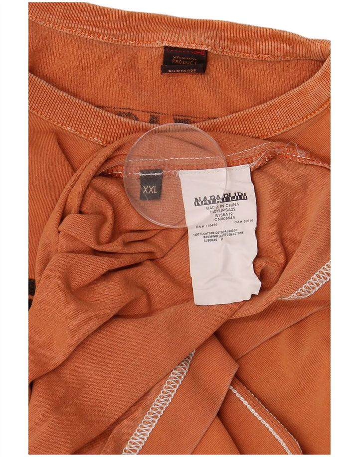 NAPAPIJRI Herren Grafik T-Shirt Top 2XL Orange Baumwolle