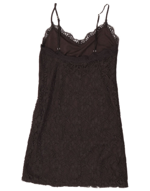 Zara Damen Spitzen-Slipkleid, Größe S, Schwarz, Blumenmuster