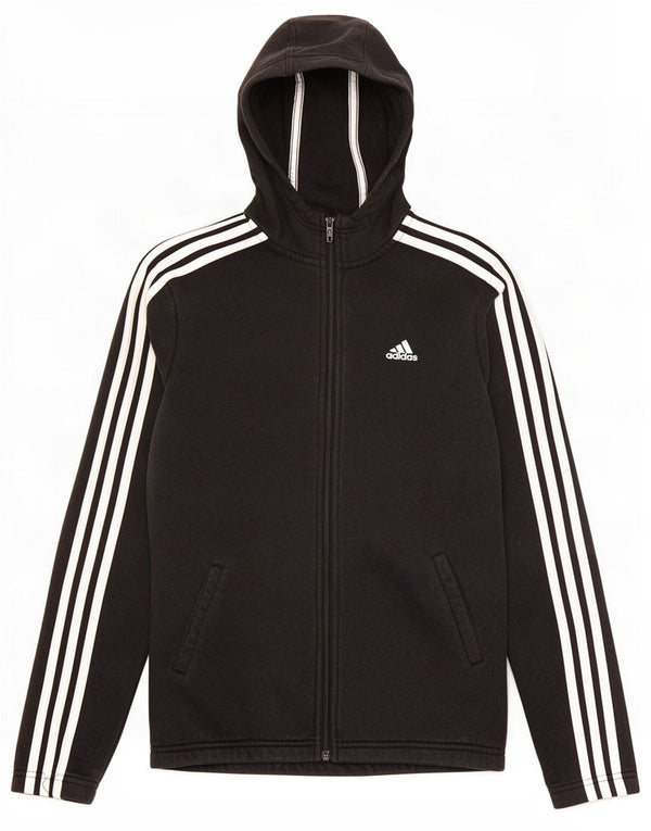 Adidas Jungen Kapuzenpullover mit Reißverschluss, 13–14 Jahre, schwarze Baumwolle
