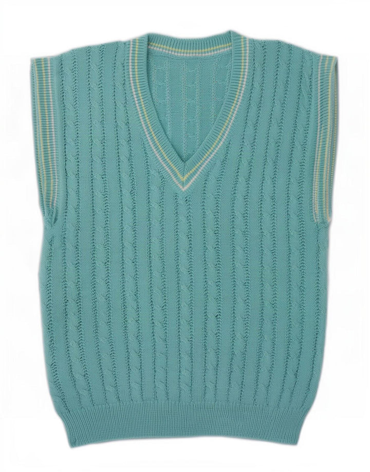 Vintage Herren Weste Tank Top IT 52 Groß Blau Polyacryl
