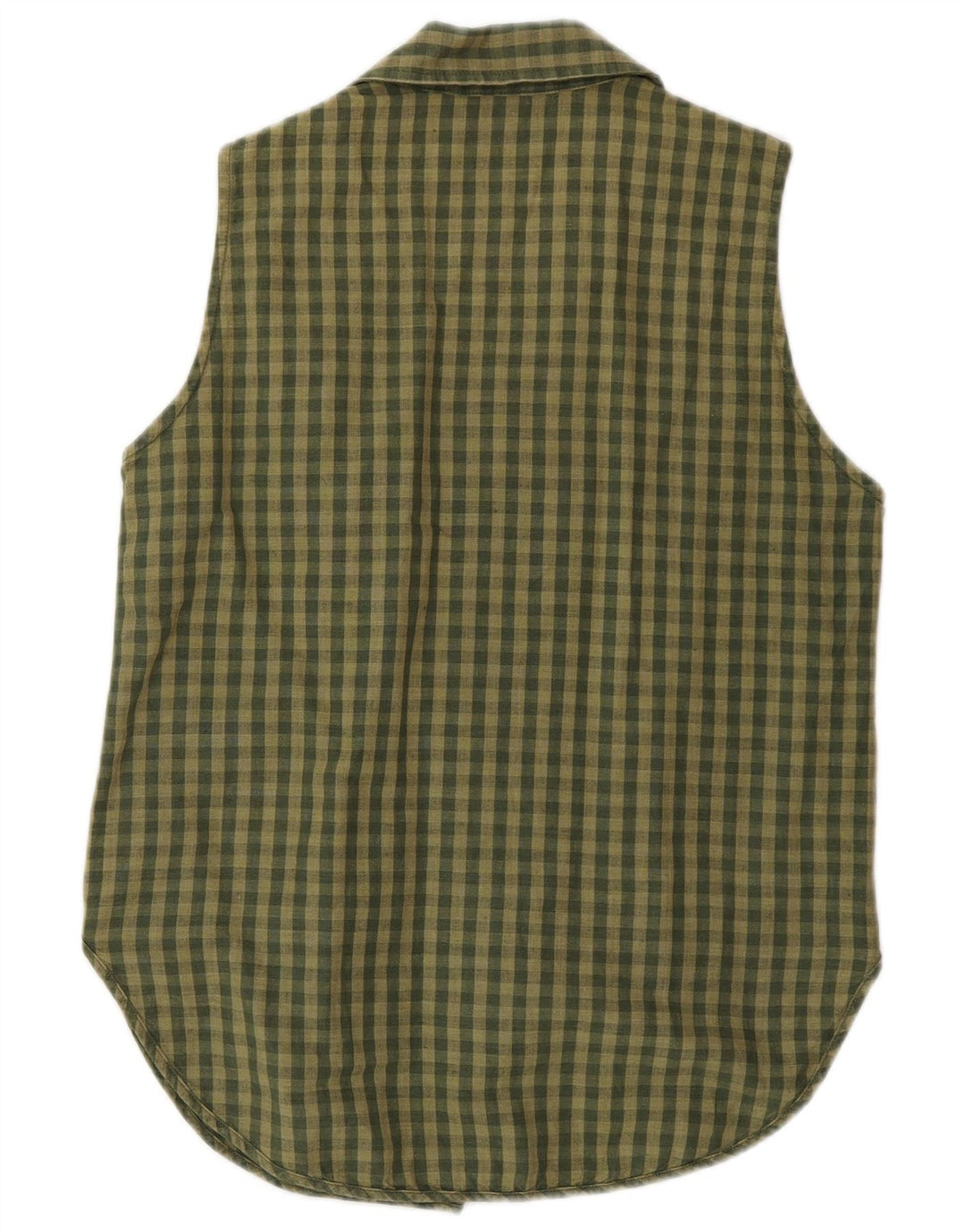 Timberland Damen ärmellose Hemdbluse US 6 Medium Khaki Gingham Leinen