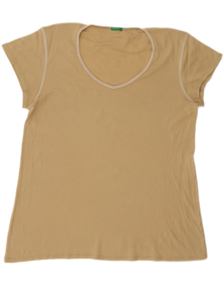 Benetton Damen T-Shirt Top UK 16 Large Beige
