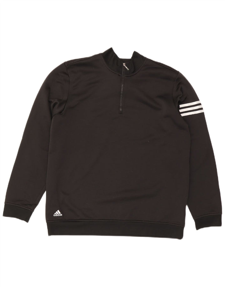ADIDAS Herren Climalite Zip Neck Sweatshirt Pullover Large Schwarz Polyester