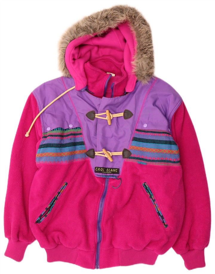 Vintage Damen Übergroße Kapuzen-Windbreakerjacke UK 14 Mittelrosa