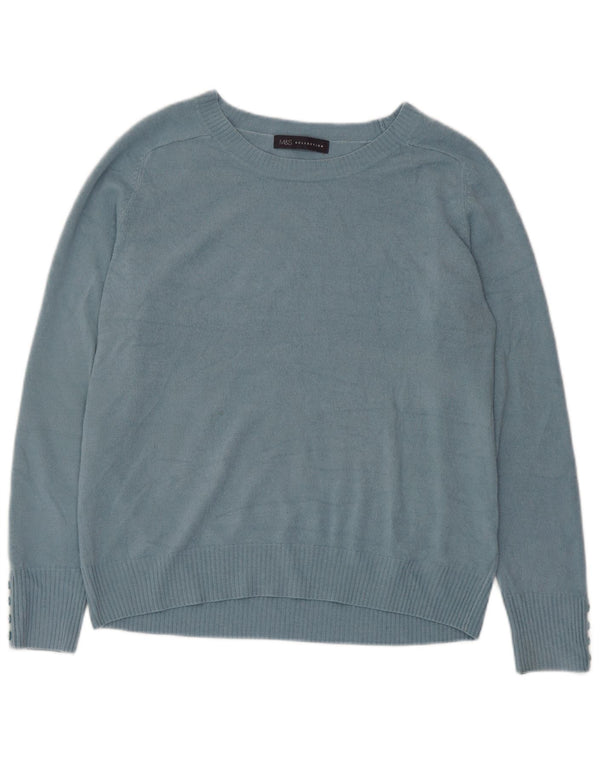 Marks & Spencer Damen-Pullover mit U-Boot-Ausschnitt, UK 14, Mittelblau, Acryl