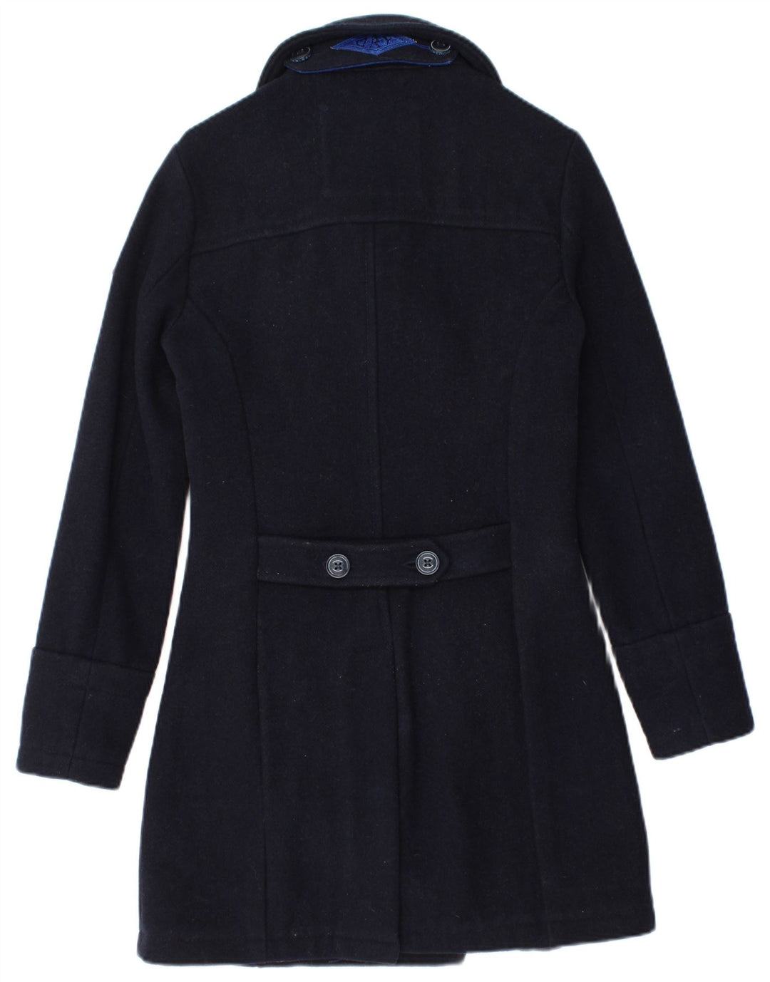 Superdry Damen Zweireihiger Mantel UK 6 XS Marineblaue Wolle