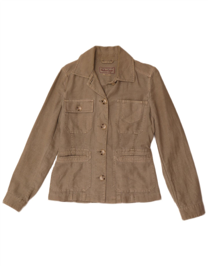 Marlboro Classics Damen Utility-Jacke UK 10 Small Graues Leinen