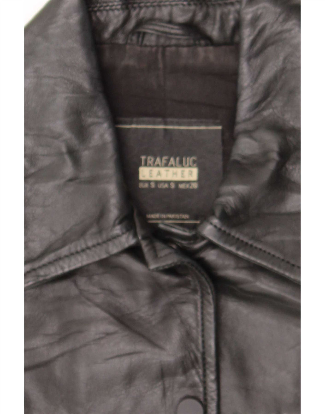 Trafaluc Damen Biker-Lederjacke UK 10 Small Schwarzes Leder