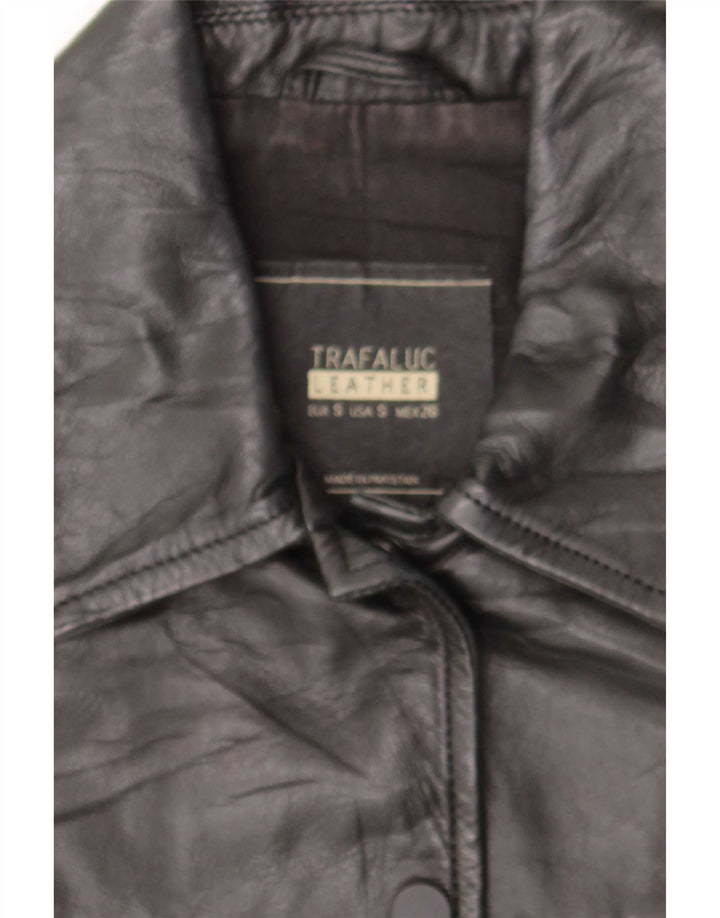 Trafaluc Damen Biker-Lederjacke UK 10 Small Schwarzes Leder