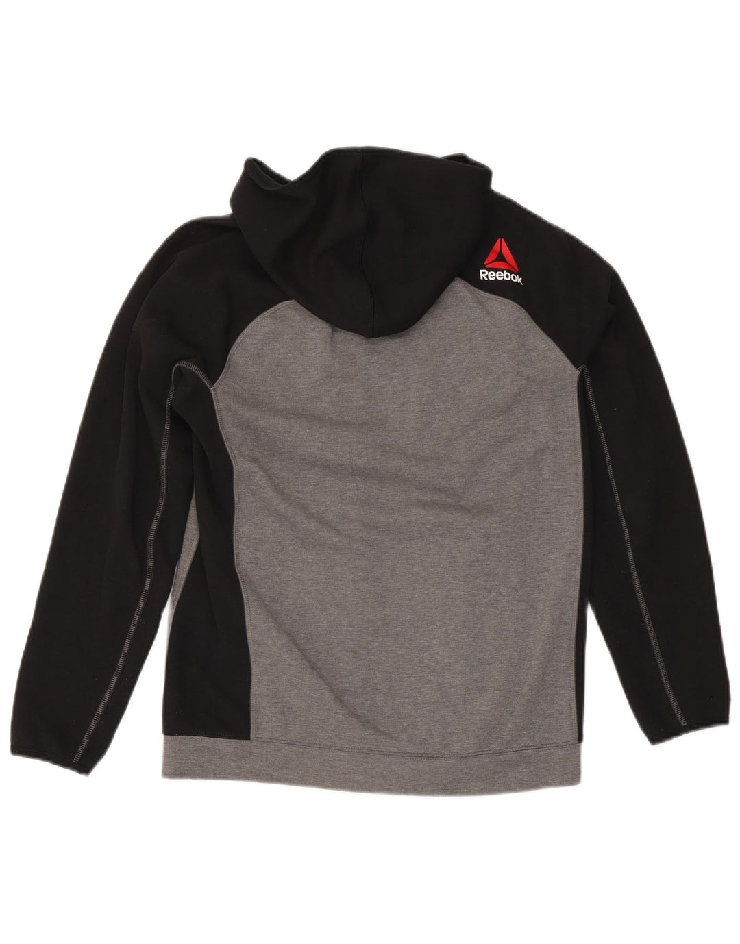 REEBOK Herren-Kapuzenpullover mit Reißverschluss, klein, graues Farbblock-Polyester