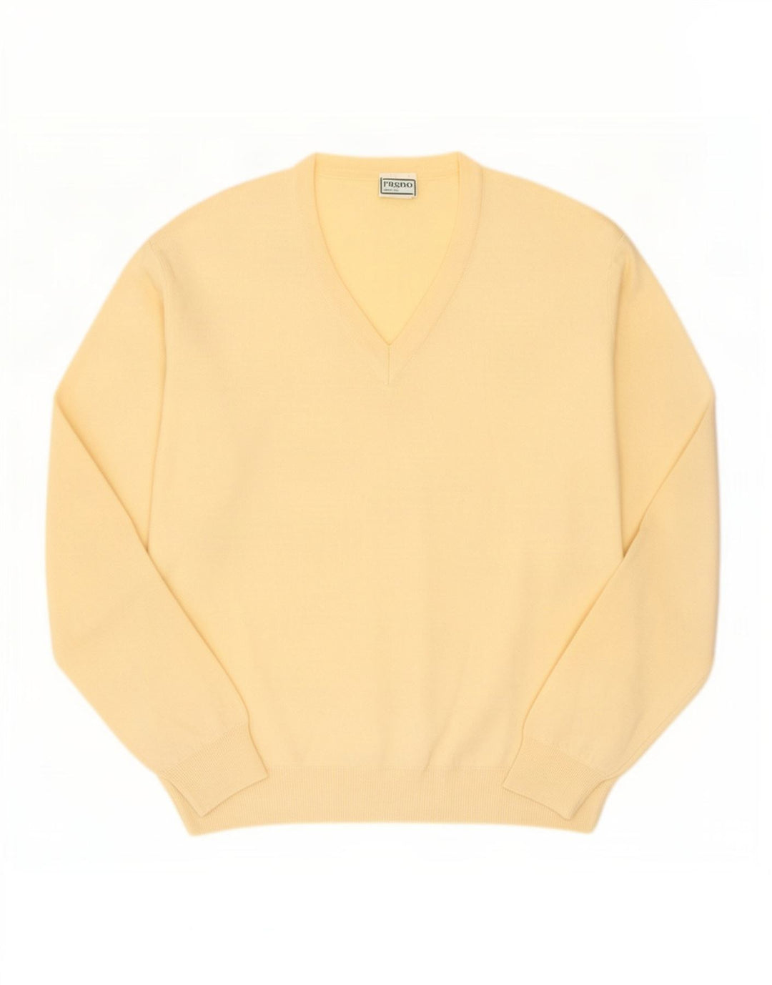 Ragno Herren-Pullover mit V-Ausschnitt, UK 40, mittelgelbe Wolle