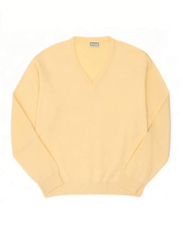 Ragno Herren-Pullover mit V-Ausschnitt, UK 40, mittelgelbe Wolle