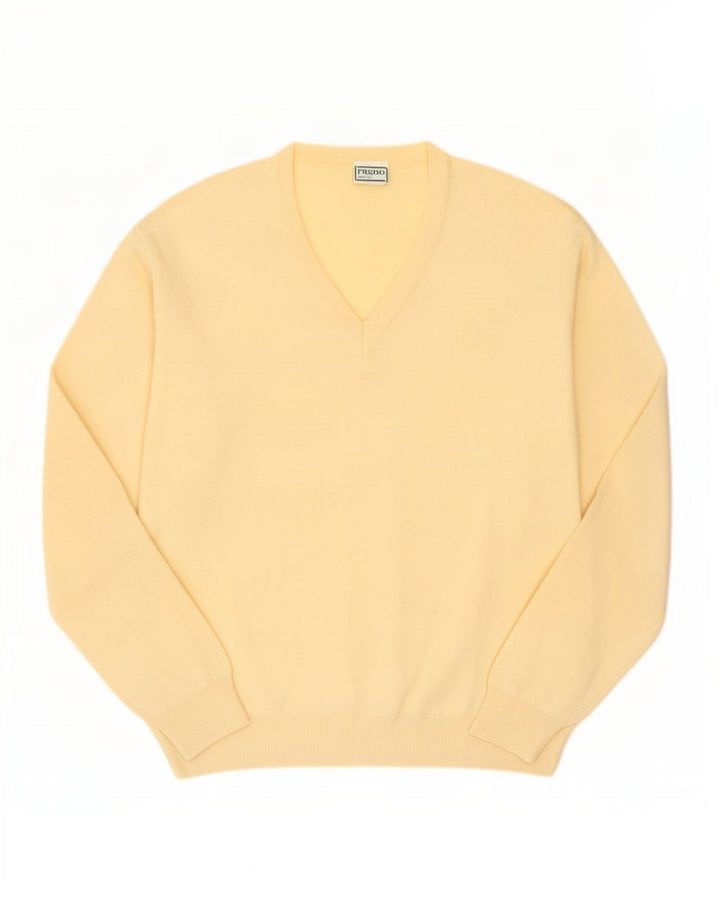 Ragno Herren-Pullover mit V-Ausschnitt, UK 40, mittelgelbe Wolle