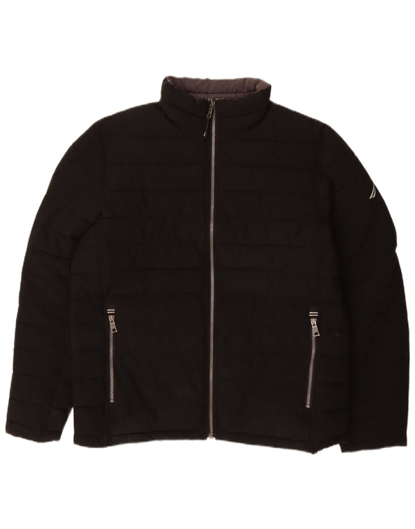 NAUTICA Herren Reversible Wattierte Jacke UK 40 Large Schwarz Polyester