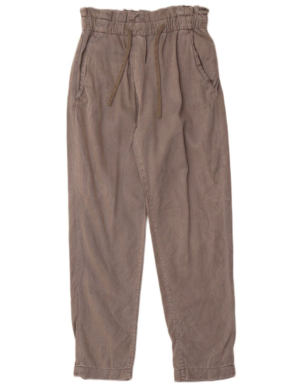 Zara Damen High Waist Tapered Freizeithose XS W24 L27 Grau Lyocell