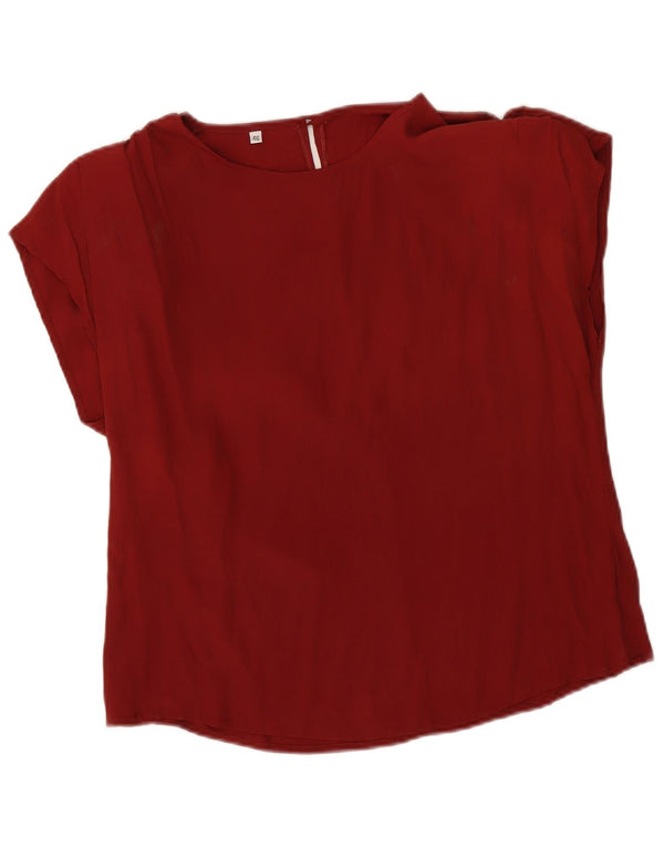 Vintage Damen Bluse Top IT 46 Große rote Seide