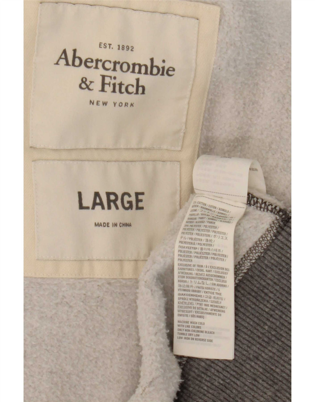 Abercrombie & Fitch Herren-Trainingsanzugoberteil, Jacke, Größe L, Grau, Baumwolle