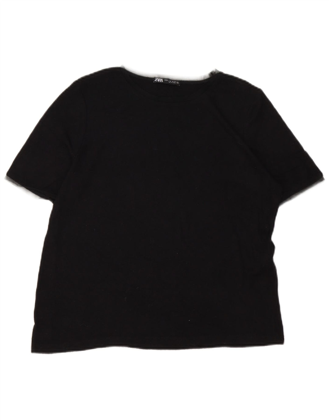 Zara Damen T-Shirt Top UK 12 Medium Schwarz Viskose