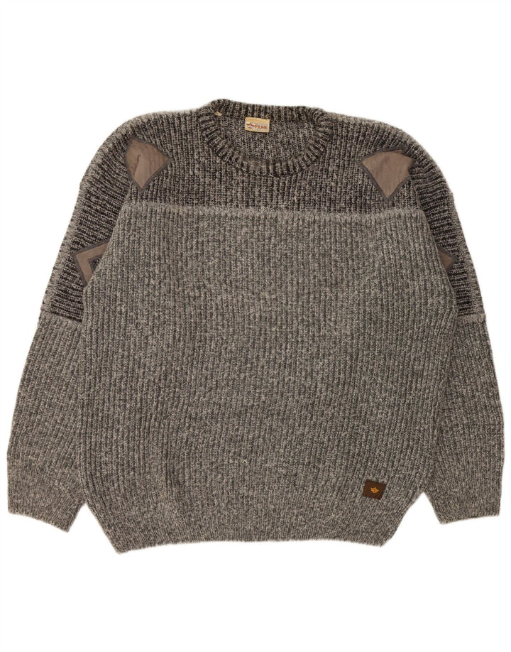 FIUME Herren-Pullover mit Rundhalsausschnitt, 2XL, graues Farbblock-Acryl
