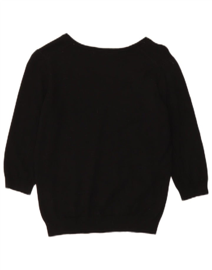 Marks & Spencer Damen Crop Pullover mit V-Ausschnitt, UK 14, Mittelschwarz
