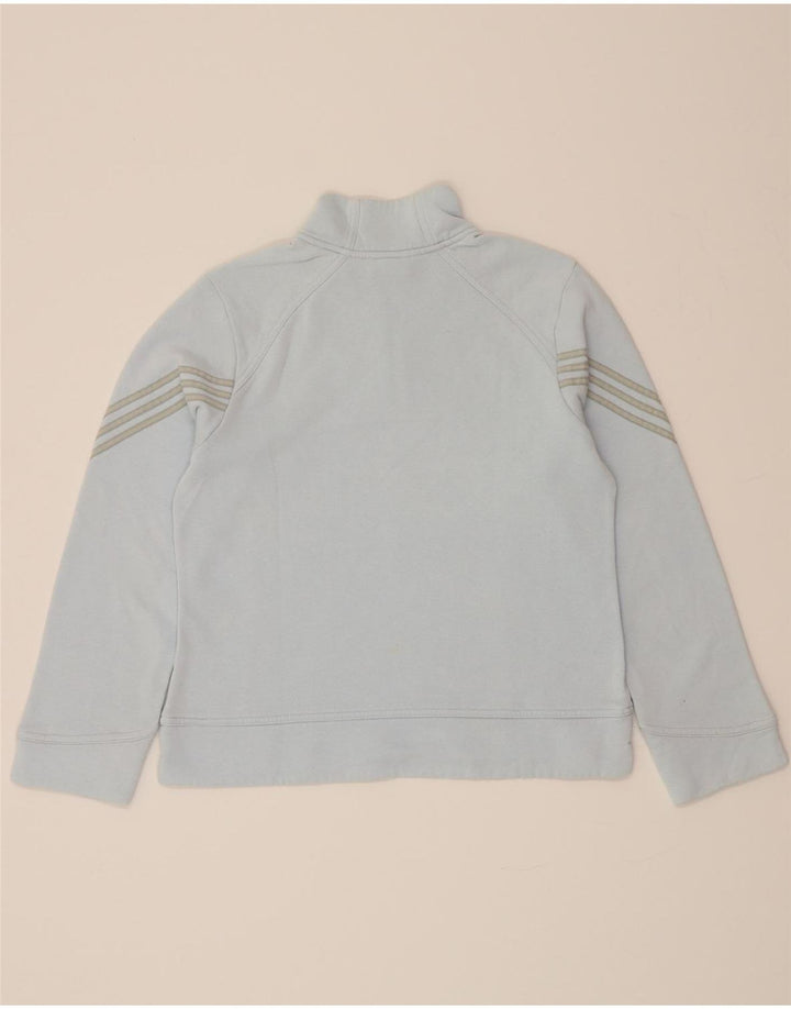 ADIDAS Womens Zip Neck Sweatshirt Jumper UK 12 Medium Blue Cotton Vintage Adidas and Second-Hand Adidas from Messina Hembry 