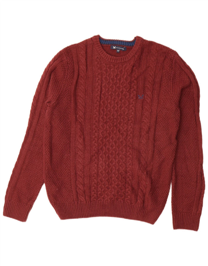 Crew Clothing Herren-Pullover mit Rundhalsausschnitt, Medium Maroon, Acryl