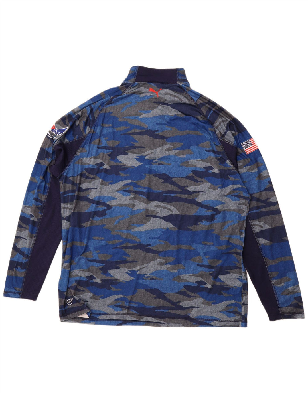 PUMA Herren-Oberteil mit Reißverschluss, langärmlig, 2XL, blaues Camouflage-Polyester