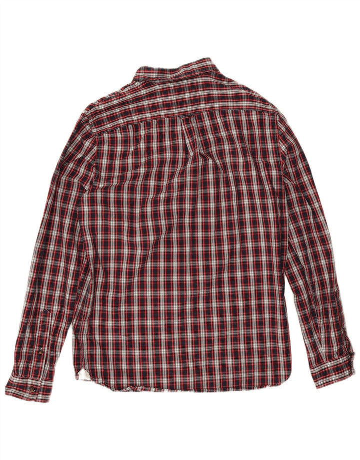 Lacoste Herren-Flanellhemd mit normaler Passform, Größe 40, mittelrot, kariert, Baumwolle