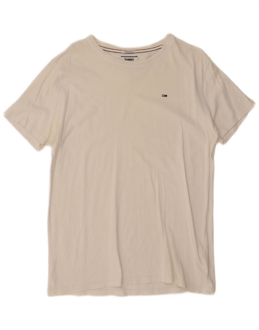 Tommy Hilfiger Herren-T-Shirt mit normaler Passform, mittelweiße Baumwolle