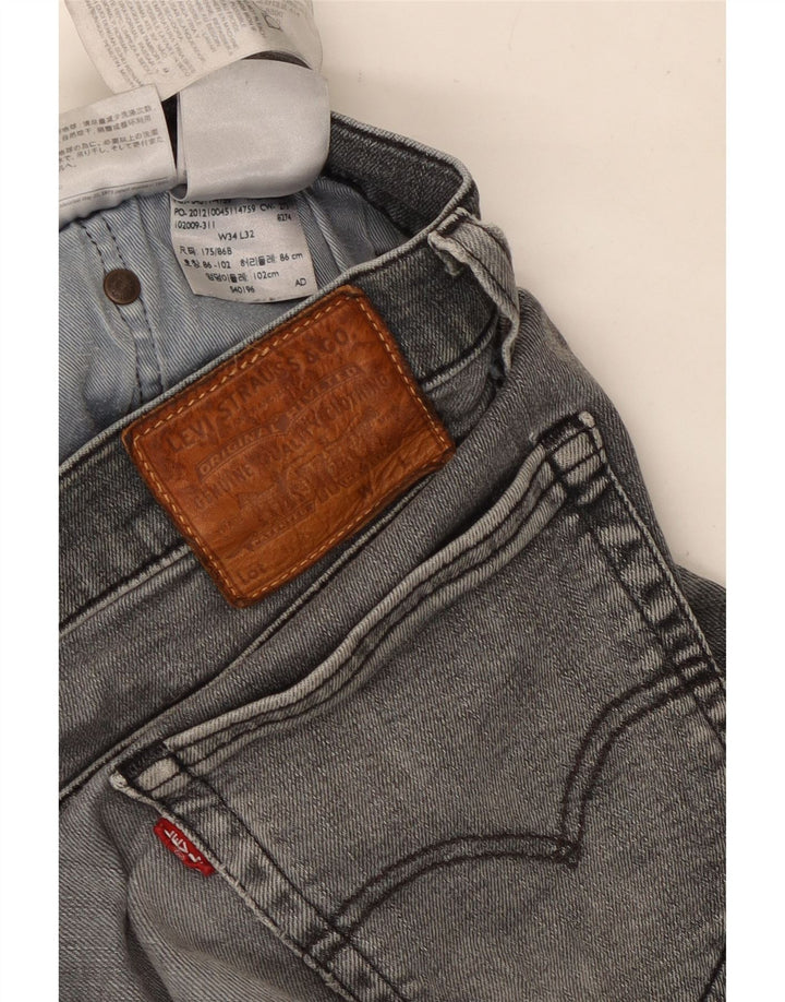 Levi's Herren Straight Jeans W34 L32 Graue Baumwolle