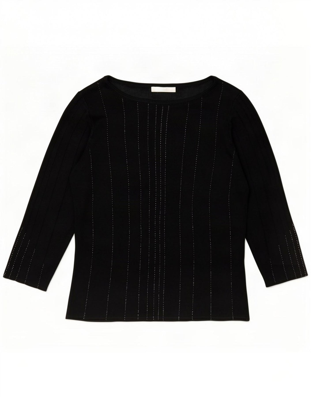Marks & Spencer Damen-Blusenoberteil mit 3/4-Ärmeln, UK-Größe 44, mittelschwarz gestreift