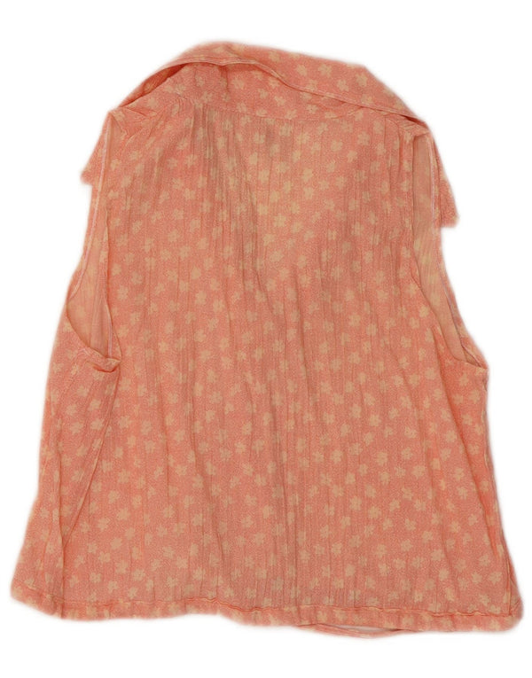 Vintage Damen Crop Ärmelloses Hemdbluse UK 10 Small Orange Floral