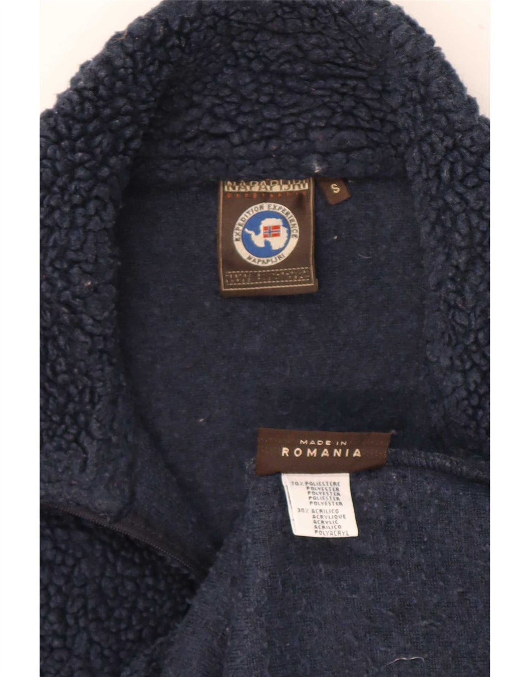 Napapijri Herren-Fleecepullover mit Reißverschluss am Hals, Größe S, Marineblau, Polyester