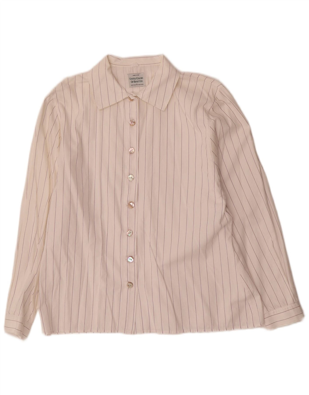 Benetton Damenhemd UK 16 Large Weiß gestreift
