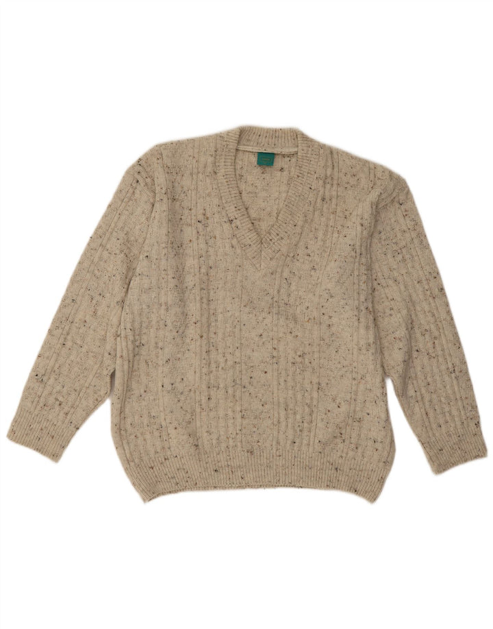 C&A Herren Canda Pullover mit V-Ausschnitt, mittelbeigefarbenes Acryl