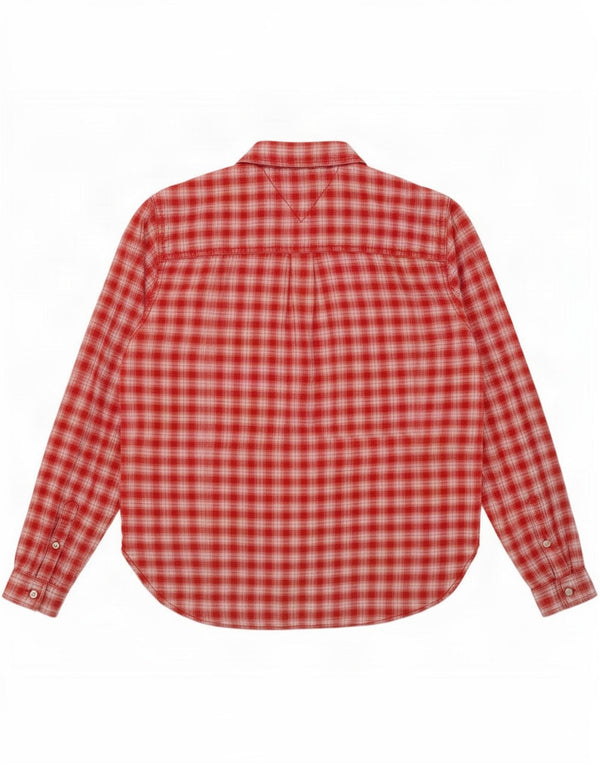 Tommy Hilfiger Damen-Hemd UK 14, mittelrot, kariert, Baumwolle