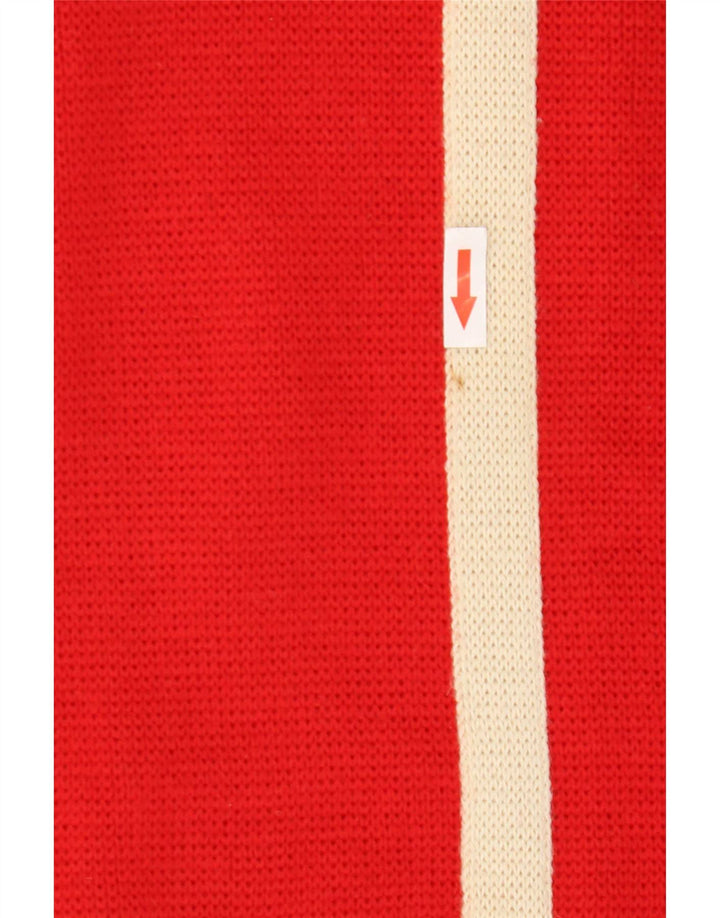 Life Line Herren-Pullover mit Rundhalsausschnitt, mittelrote Wolle im Colourblock-Design