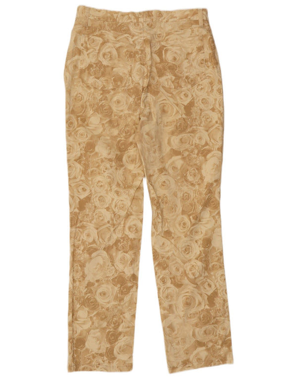 Mauriece Abot Damen Gerade Freizeithose W32 L30 Beige geblümte Baumwolle