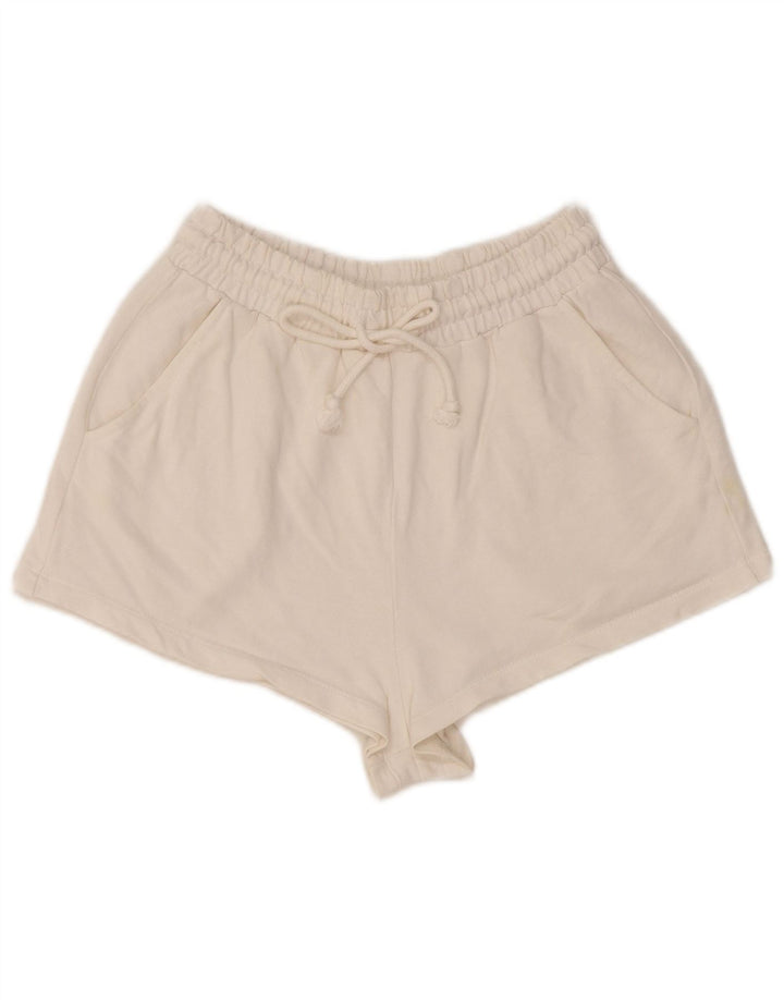 Zara Damen Regular Hot Pants UK 8 Small Weiße Baumwolle