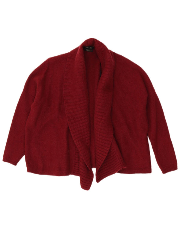Massimo Dutti Damen Crop 3/4-Ärmel-Cardigan-Pullover UK 14 Mittleres Burgunderrot