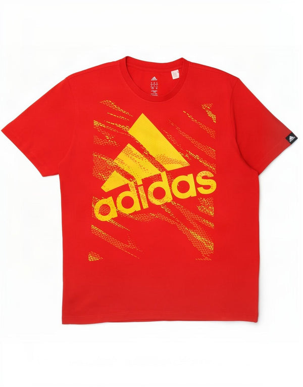 Adidas Herren Climalite Graphic T-Shirt Top XL Rot Baumwolle