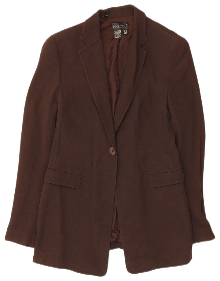 Episode Damen 1-Knopf-Blazer-Jacke, UK 8, kleine braune Viskose