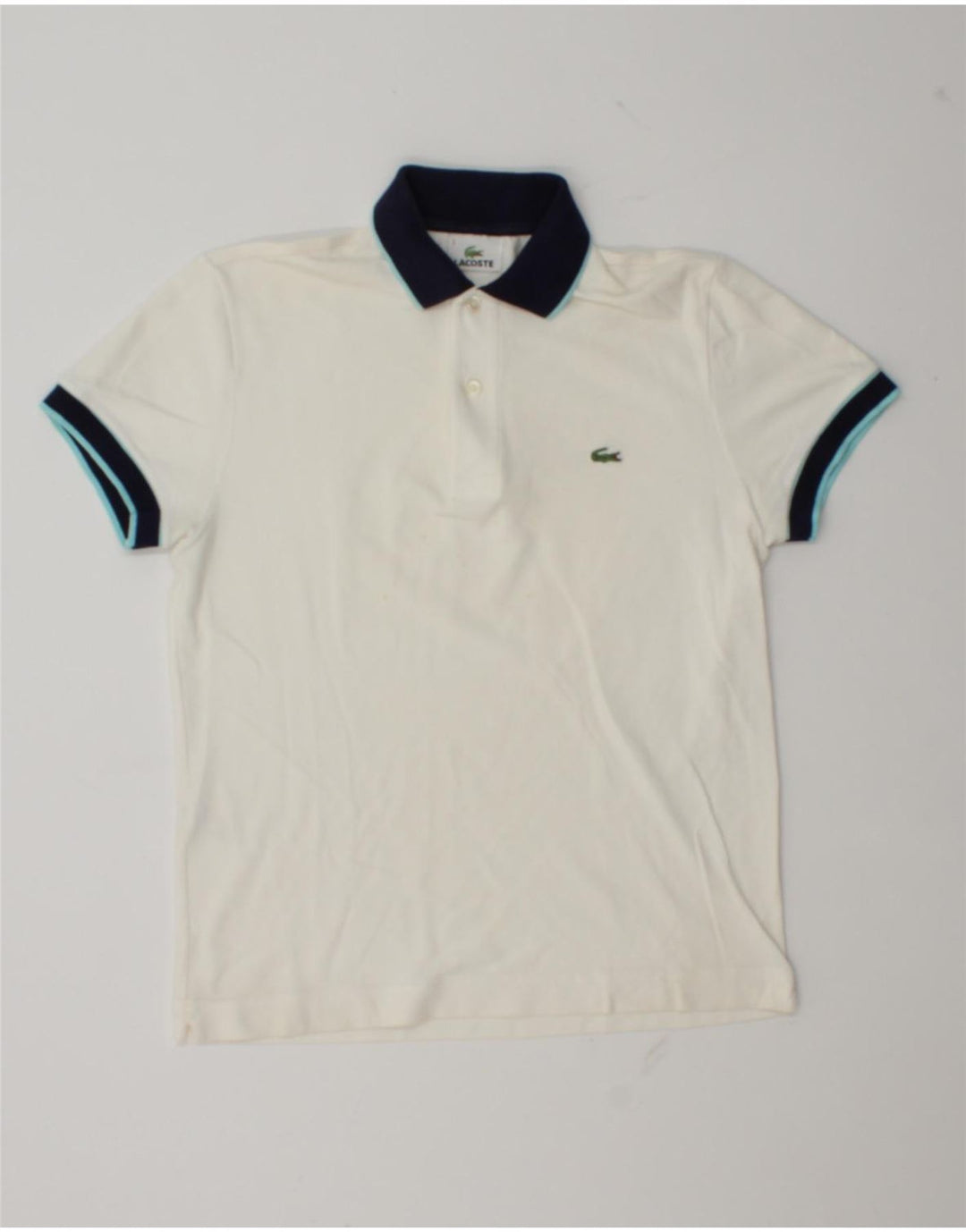 Lacoste Herren-Rugby-Poloshirt, Größe 3, klein, weiße Baumwolle