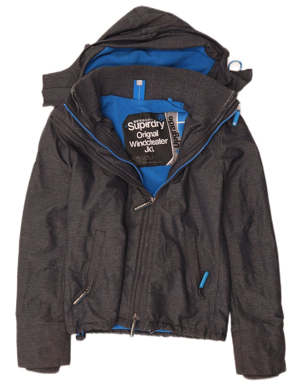 Superdry Damen Windcheater Kapuzen-Windjacke UK 6 XS Grau