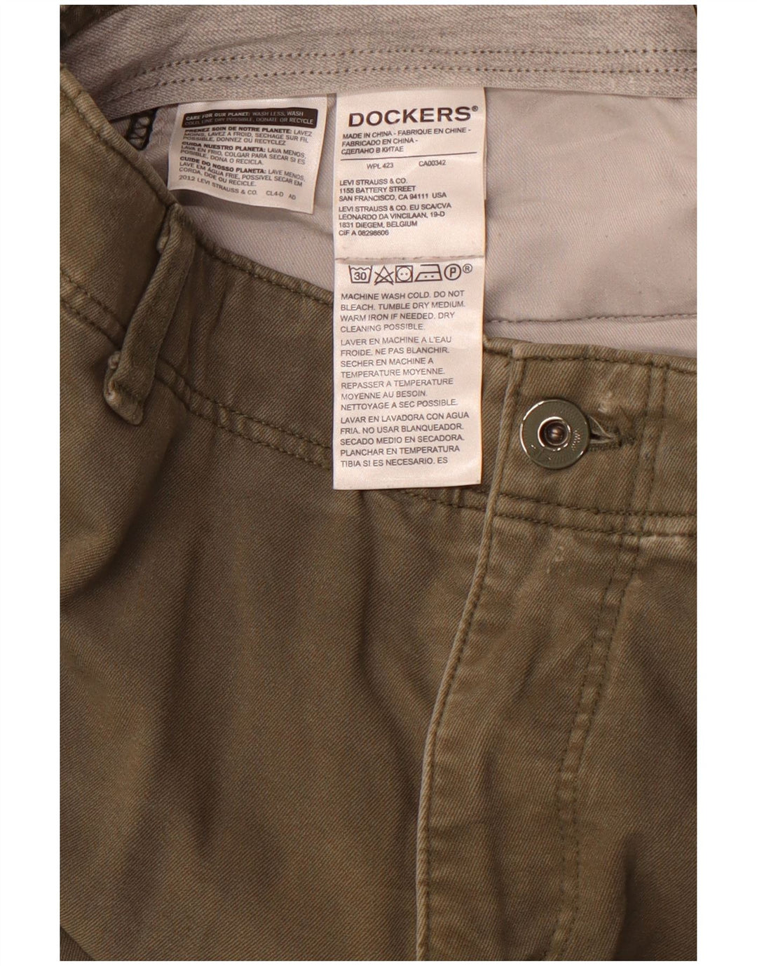 DOCKERS Slim Chino-Hose für Herren, W34, L32, Khaki, Baumwolle