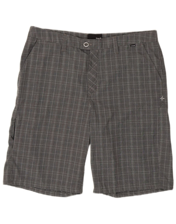 Hurley Herren-Chinoshorts W36, großes graues Hahnentritt-Polyester