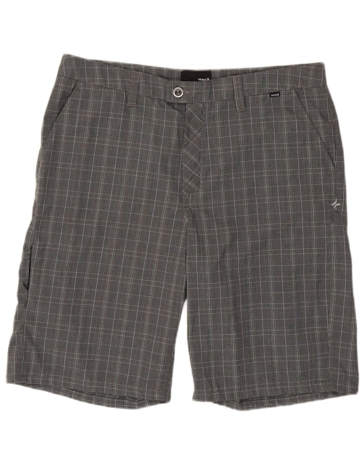 Hurley Herren-Chinoshorts W36, großes graues Hahnentritt-Polyester